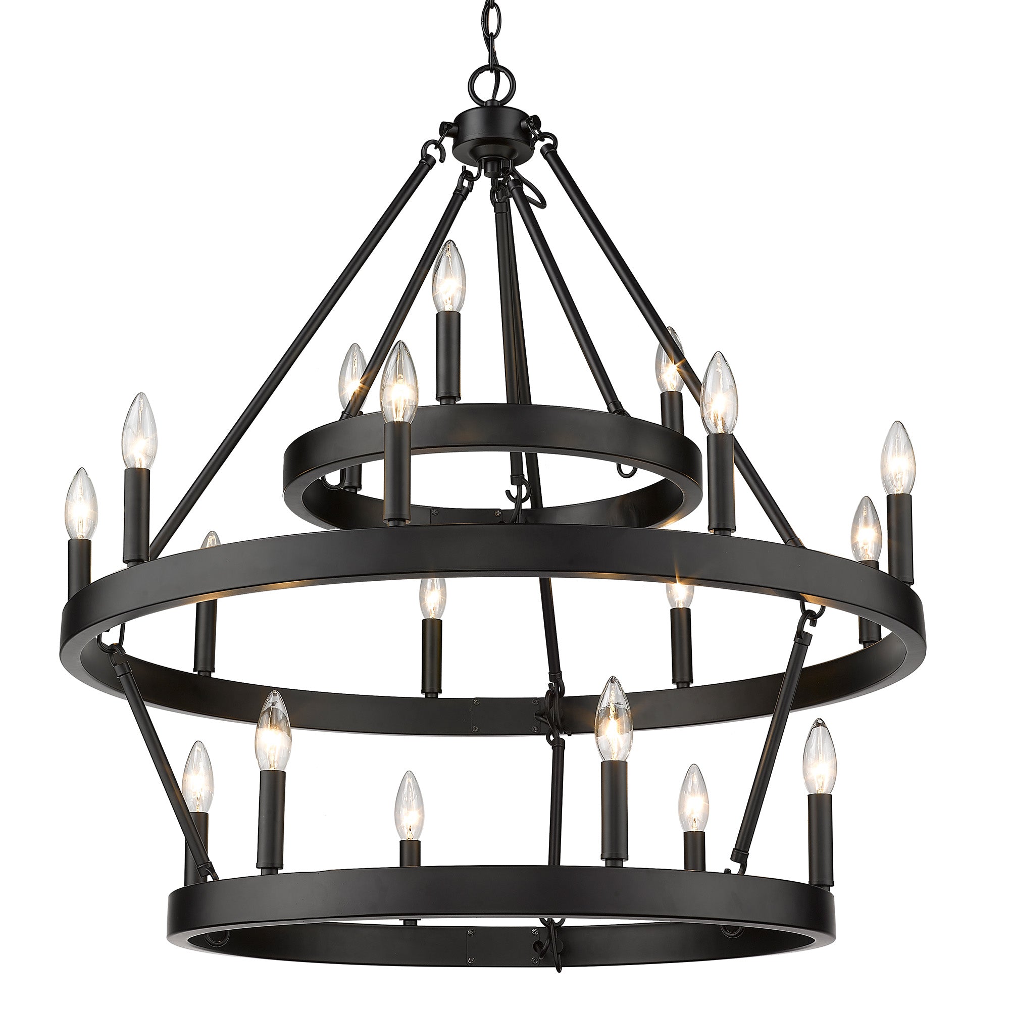 Alastair 3 Tier 3+9+6 Light Chandelier in Matte Black - - Golden Lighting