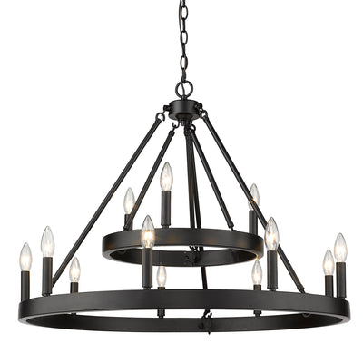 Golden Lighting Alastair 12-light Chandelier in Matte Black - - Golden Lighting