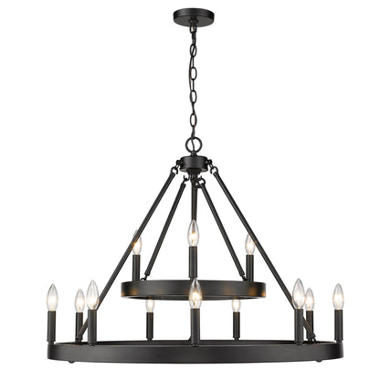 Golden Lighting Alastair 12-light Chandelier in Matte Black - - Golden Lighting