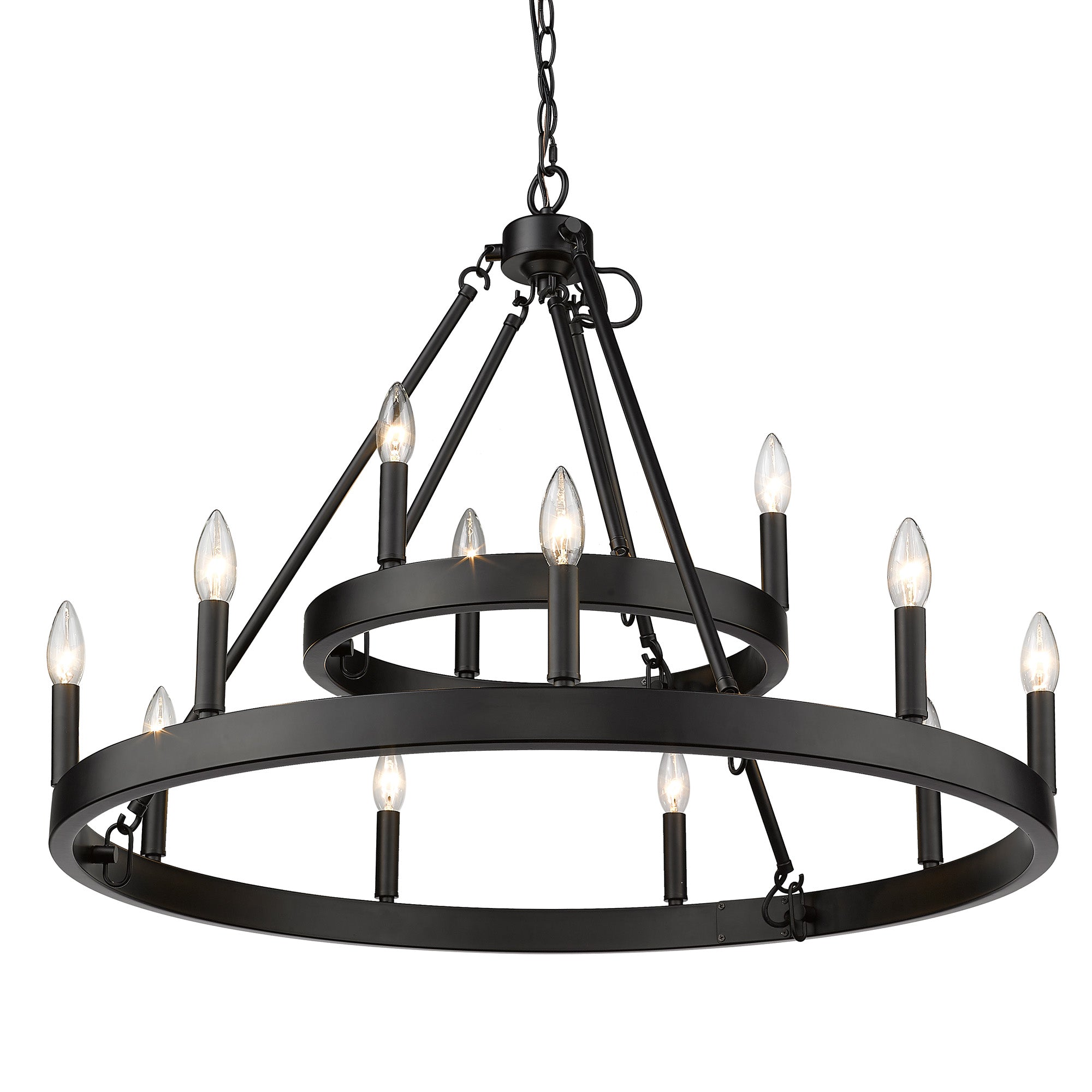 Golden Lighting Alastair 12-light Chandelier in Matte Black - - Golden Lighting