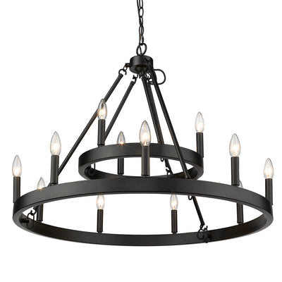 Golden Lighting Alastair 12-light Chandelier in Matte Black - - Golden Lighting