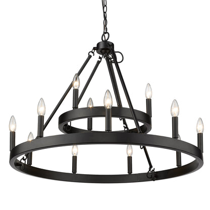Golden Lighting Alastair 12-light Chandelier in Matte Black - - Golden Lighting