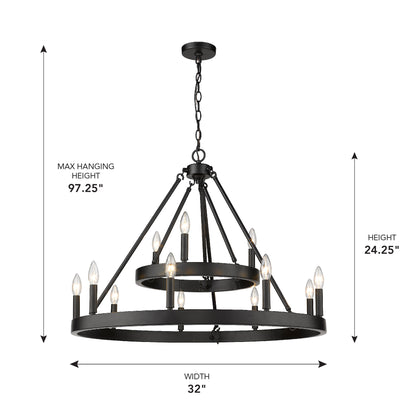 Golden Lighting Alastair 12-light Chandelier in Matte Black - - Golden Lighting