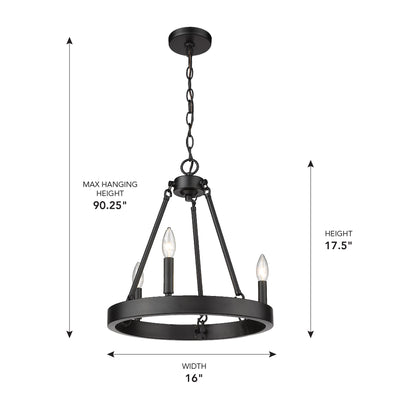 Golden Lighting Alastair 3-light Chandelier in Matte Black - - Golden Lighting