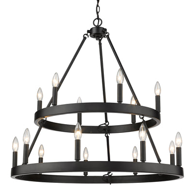 Golden Lighting Alastair 15-light 2-tier Chandelier (6+9) Matte Black - - Golden Lighting