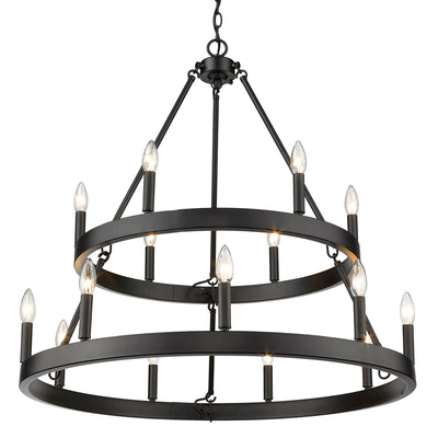 Golden Lighting Alastair 15-light 2-tier Chandelier (6+9) Matte Black - - Golden Lighting