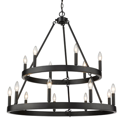 Alastair 2 Tier 6+9 Light Chandelier in Matte Black - - Golden Lighting