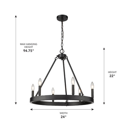 Golden Lighting Alastair 6-light Chandelier in Matte Black - - Golden Lighting