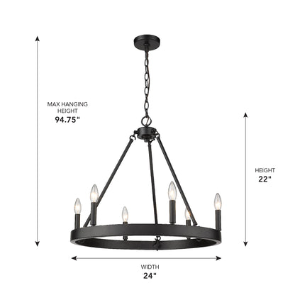 Golden Lighting Alastair 6-light Chandelier in Matte Black - - Golden Lighting