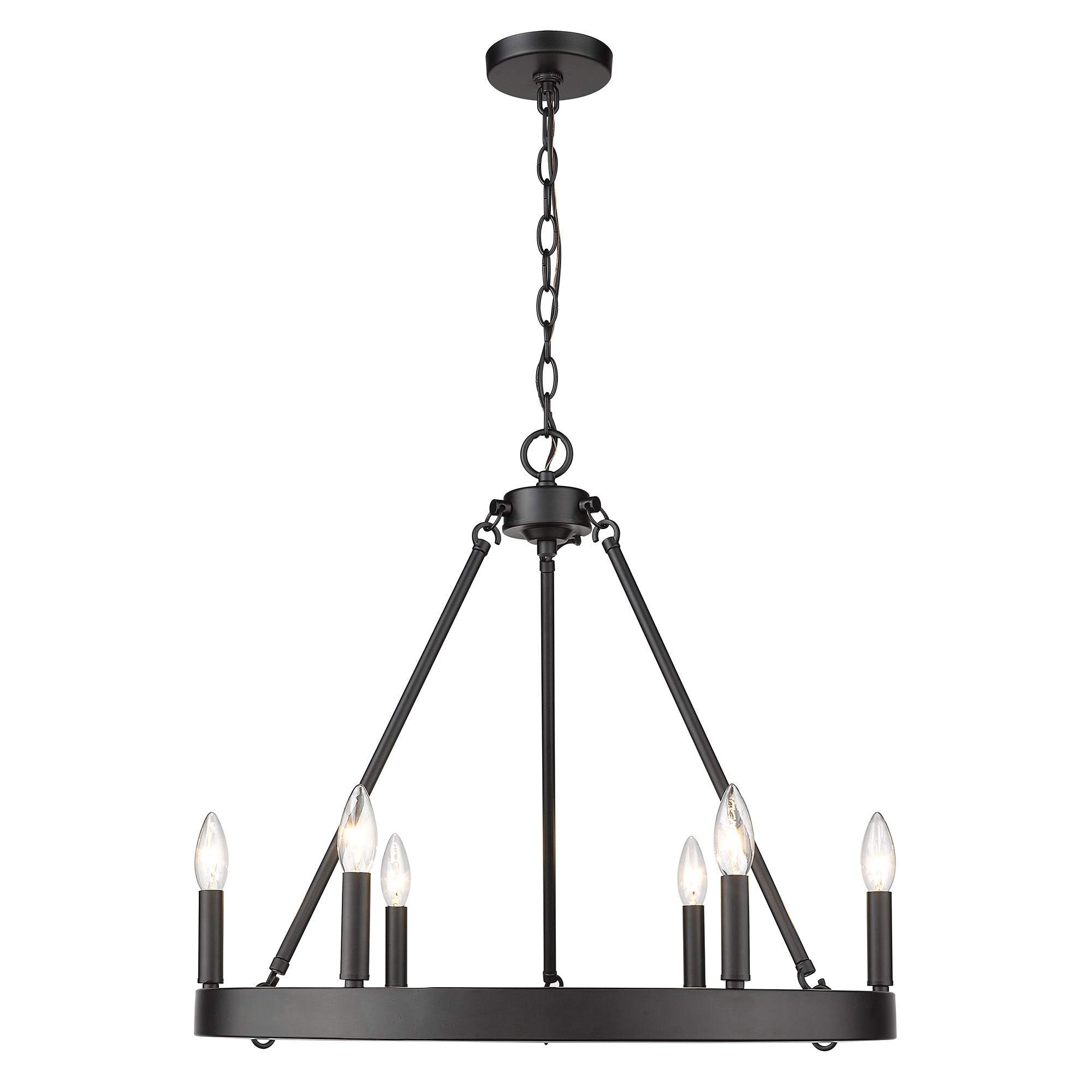 Alastair 6-Light Chandelier in Matte Black - Matte Black / No Shade / NA - Golden Lighting