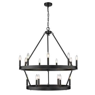 Golden Lighting Alastair 15-light 2-tier Chandelier (9+6) in Matte Black - - Golden Lighting