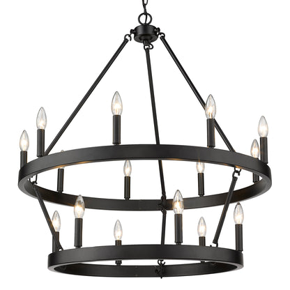 Alastair 2 Tier 9+6 Light Chandelier in Matte Black - - Golden Lighting