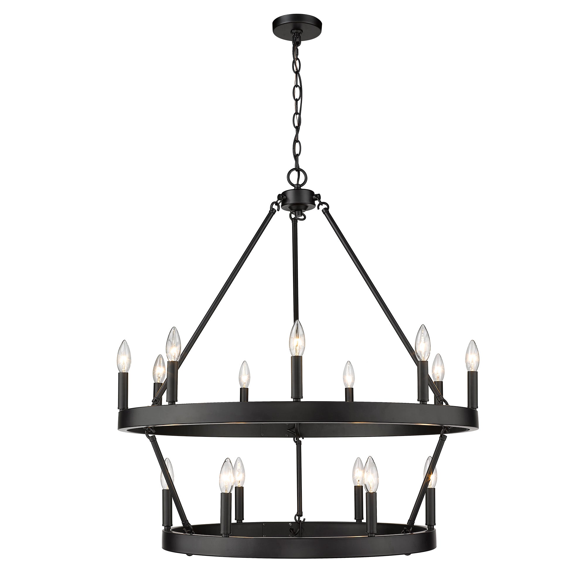 Alastair 2 Tier 9+6 Light Chandelier in Matte Black - Default Title - Golden Lighting