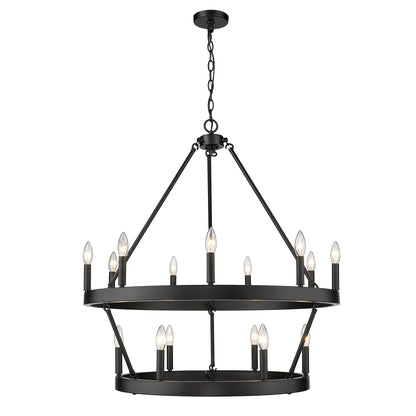 Alastair 2 Tier 9+6 Light Chandelier in Matte Black - Default Title - Golden Lighting