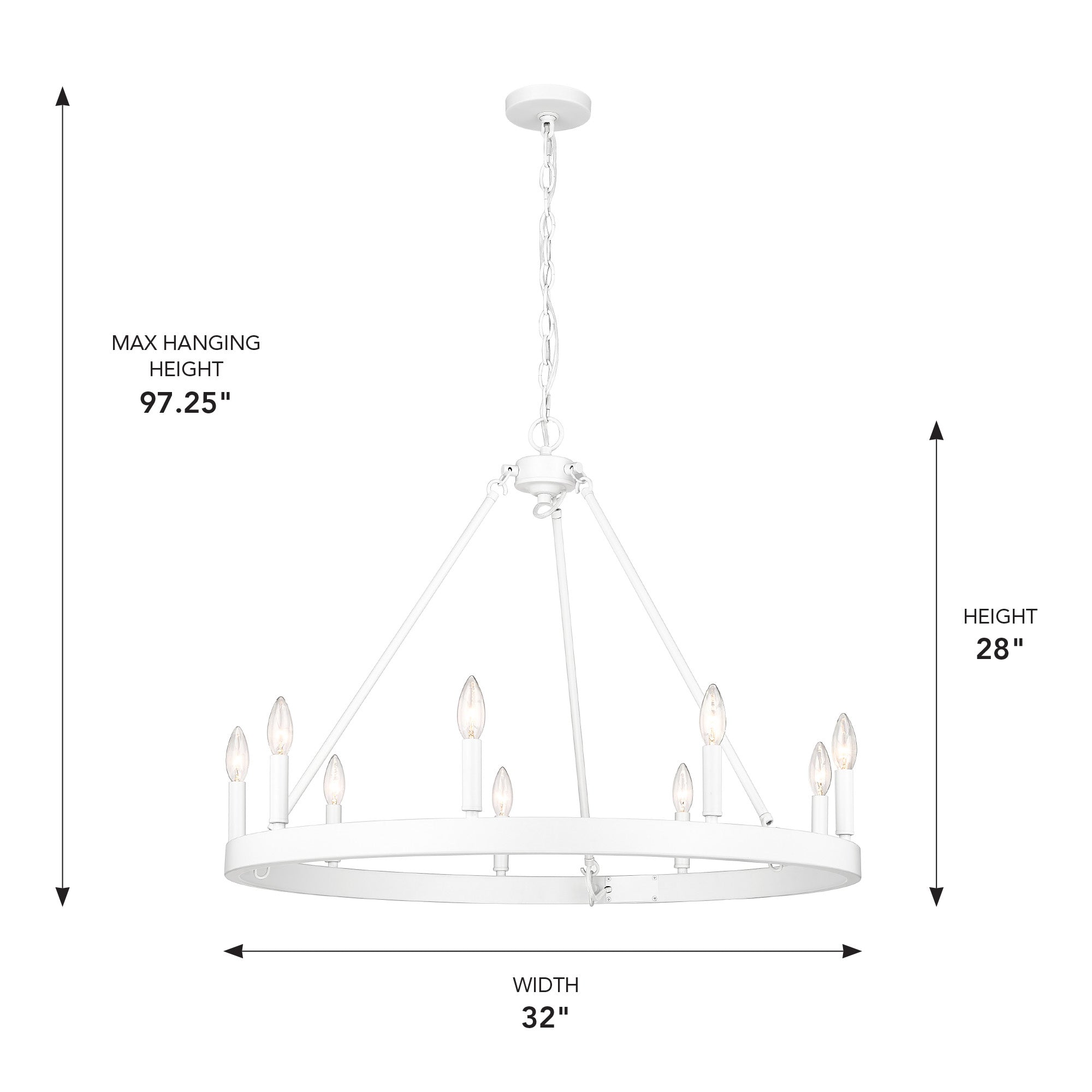 Golden Lighting Alastair 9-light Chandelier in Matte White - - Golden Lighting