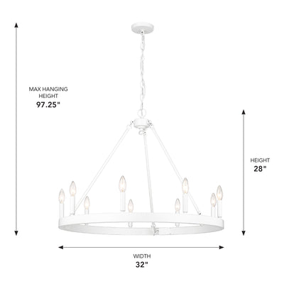 Golden Lighting Alastair 9-light Chandelier in Matte White - - Golden Lighting