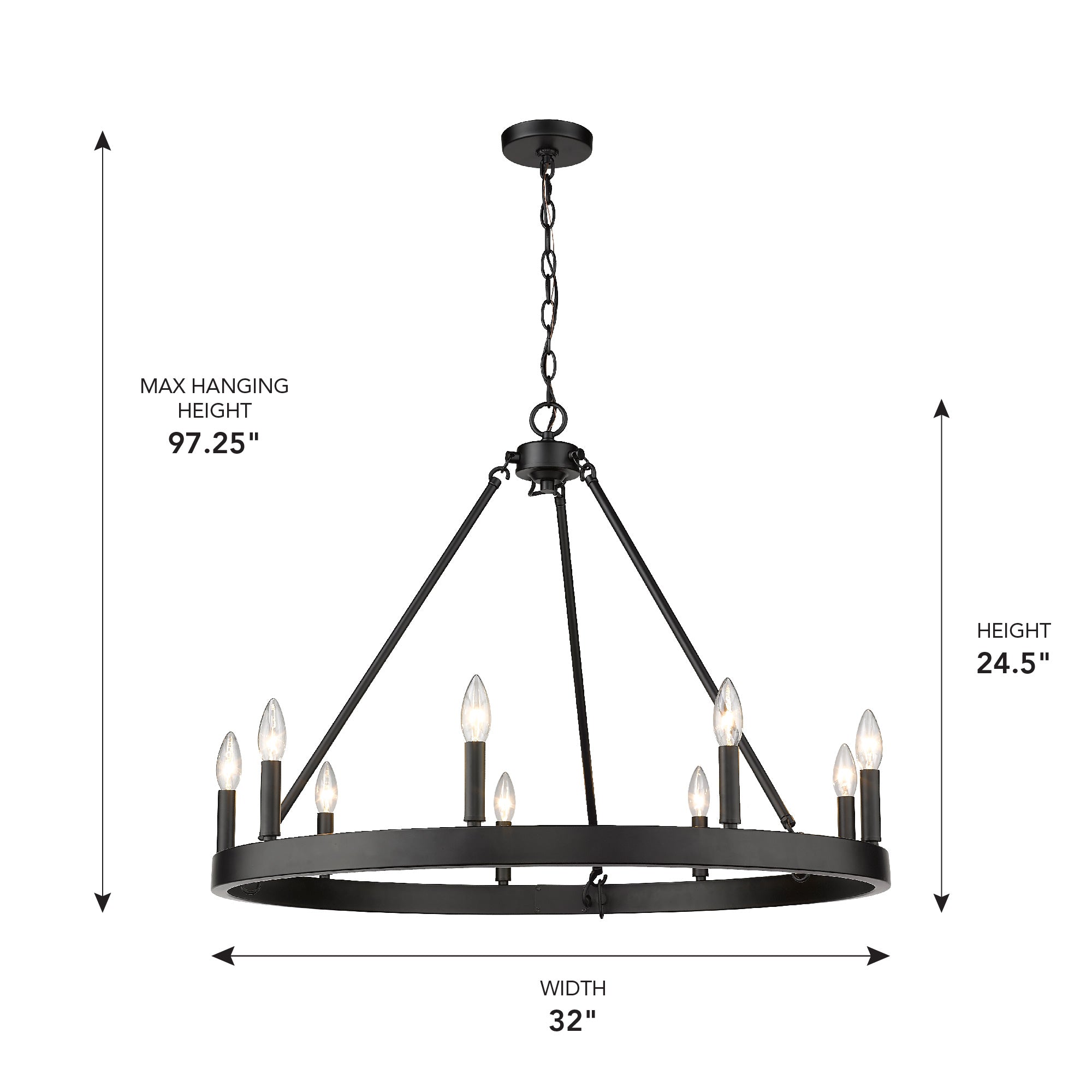 Golden Lighting Alastair 9-light Chandelier in Matte Black - - Golden Lighting