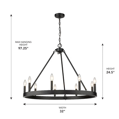 Golden Lighting Alastair 9-light Chandelier in Matte Black - - Golden Lighting