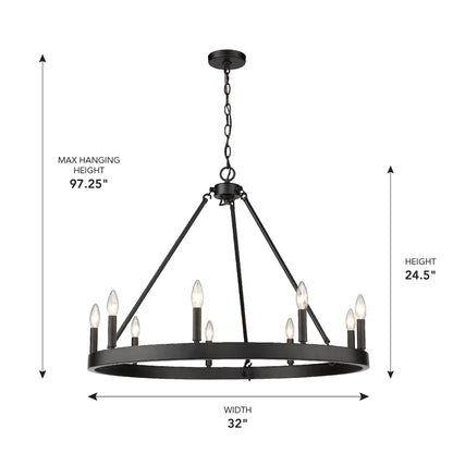 Golden Lighting Alastair 9-light Chandelier in Matte Black - - Golden Lighting