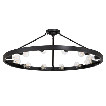 Golden Lighting Castile 12-light Semi-Flush Mount in Matte Black - - Golden Lighting