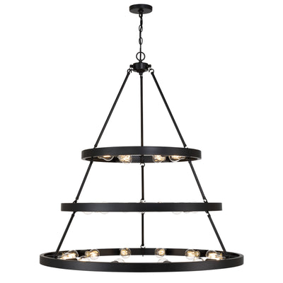 Golden Lighting Castile 27-light 2-tier Chandelier (6+9+12) in Matte Black - - Golden Lighting