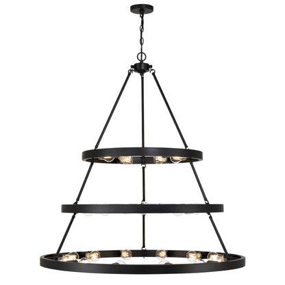 Golden Lighting Castile 27-light 2-tier Chandelier (6+9+12) in Matte Black - - Golden Lighting