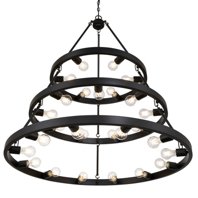 Golden Lighting Castile 27-light 2-tier Chandelier (6+9+12) in Matte Black - - Golden Lighting