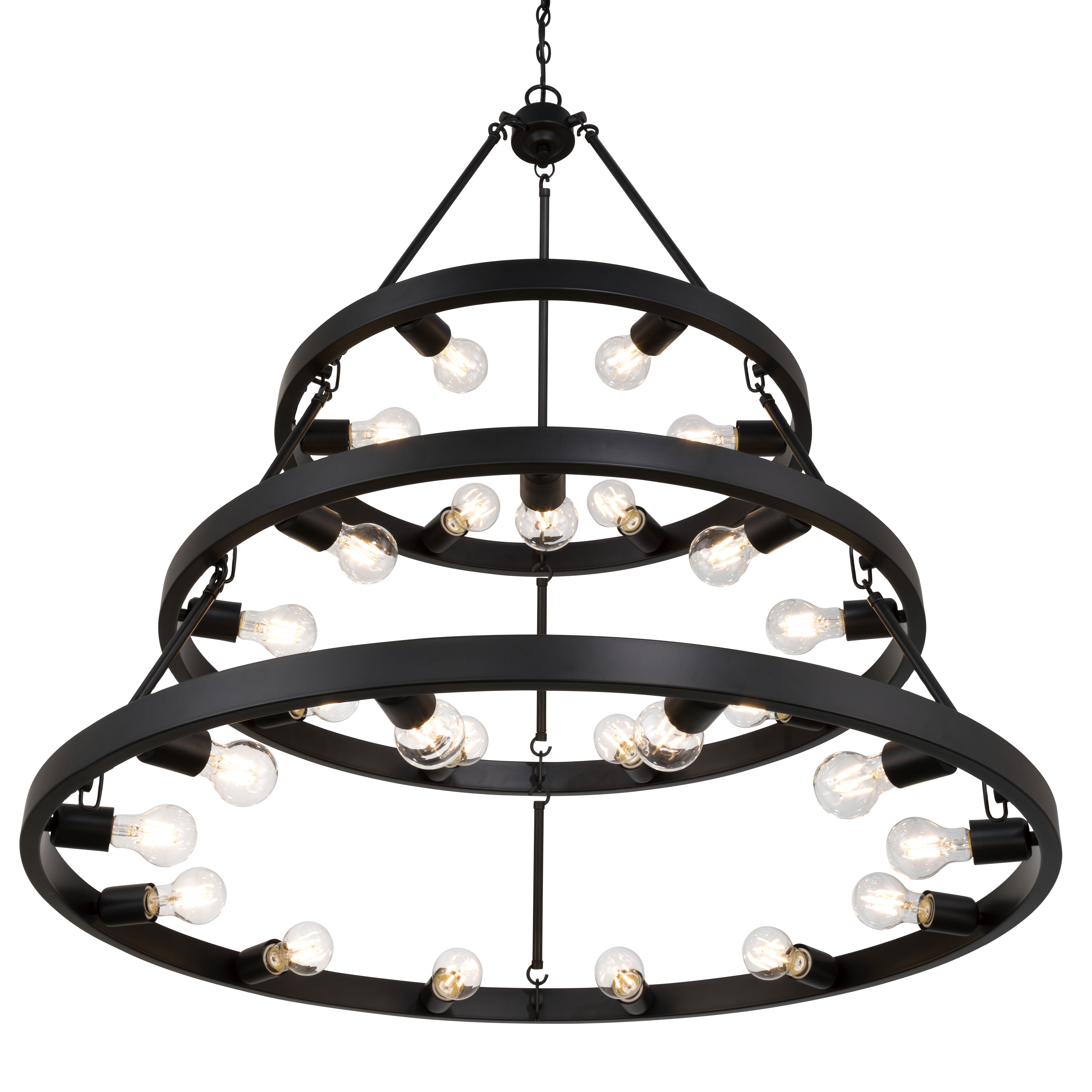 Golden Lighting Castile 27-light 2-tier Chandelier (6+9+12) in Matte Black - - Golden Lighting