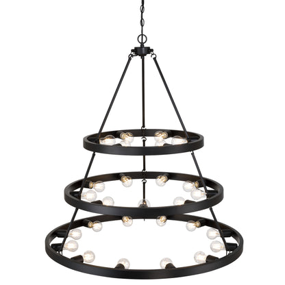 Golden Lighting Castile 27-light 2-tier Chandelier (6+9+12) in Matte Black - - Golden Lighting
