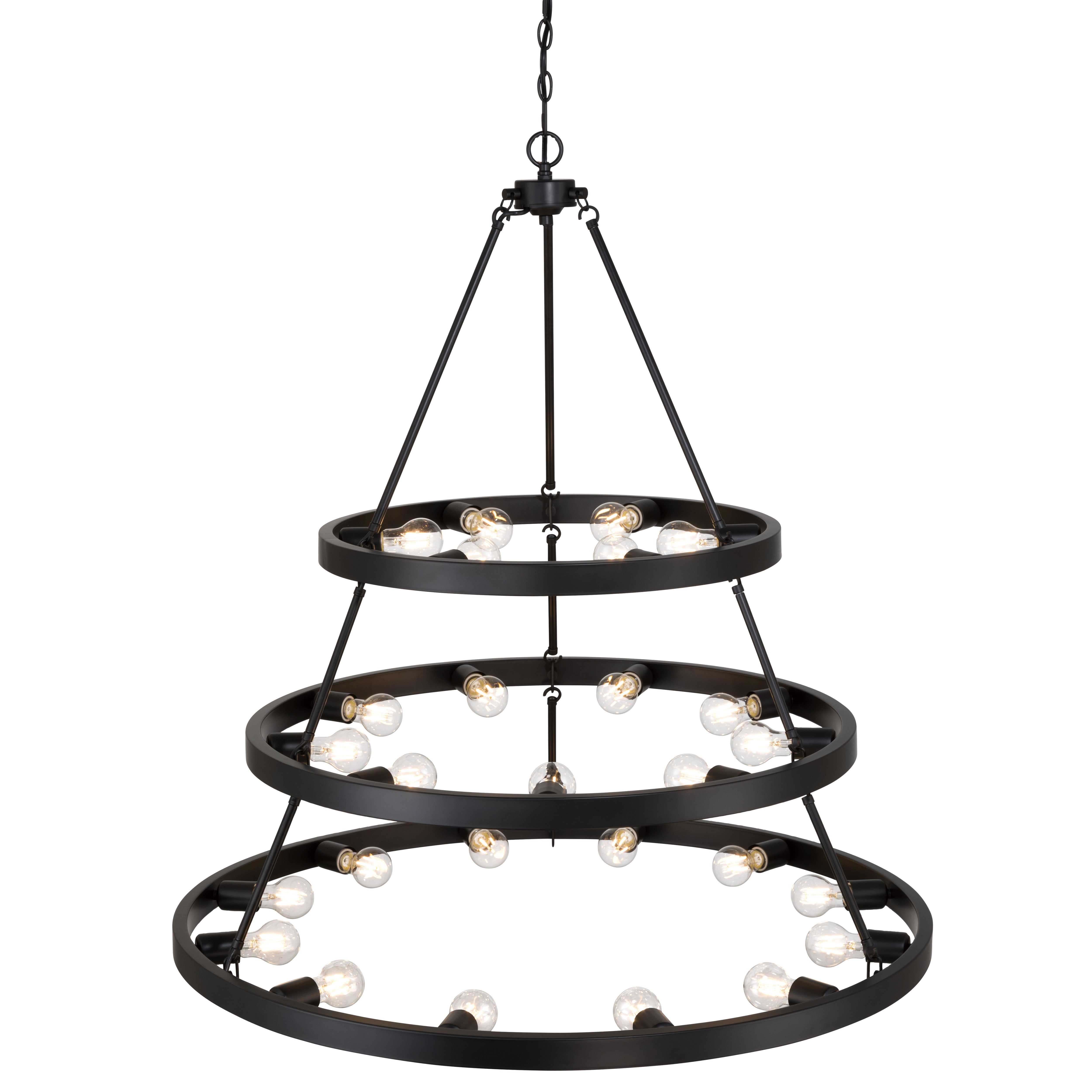 Golden Lighting Castile 27-light 2-tier Chandelier (6+9+12) in Matte Black - - Golden Lighting