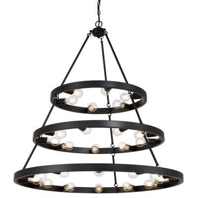Golden Lighting Castile 27-light 2-tier Chandelier (6+9+12) in Matte Black - - Golden Lighting