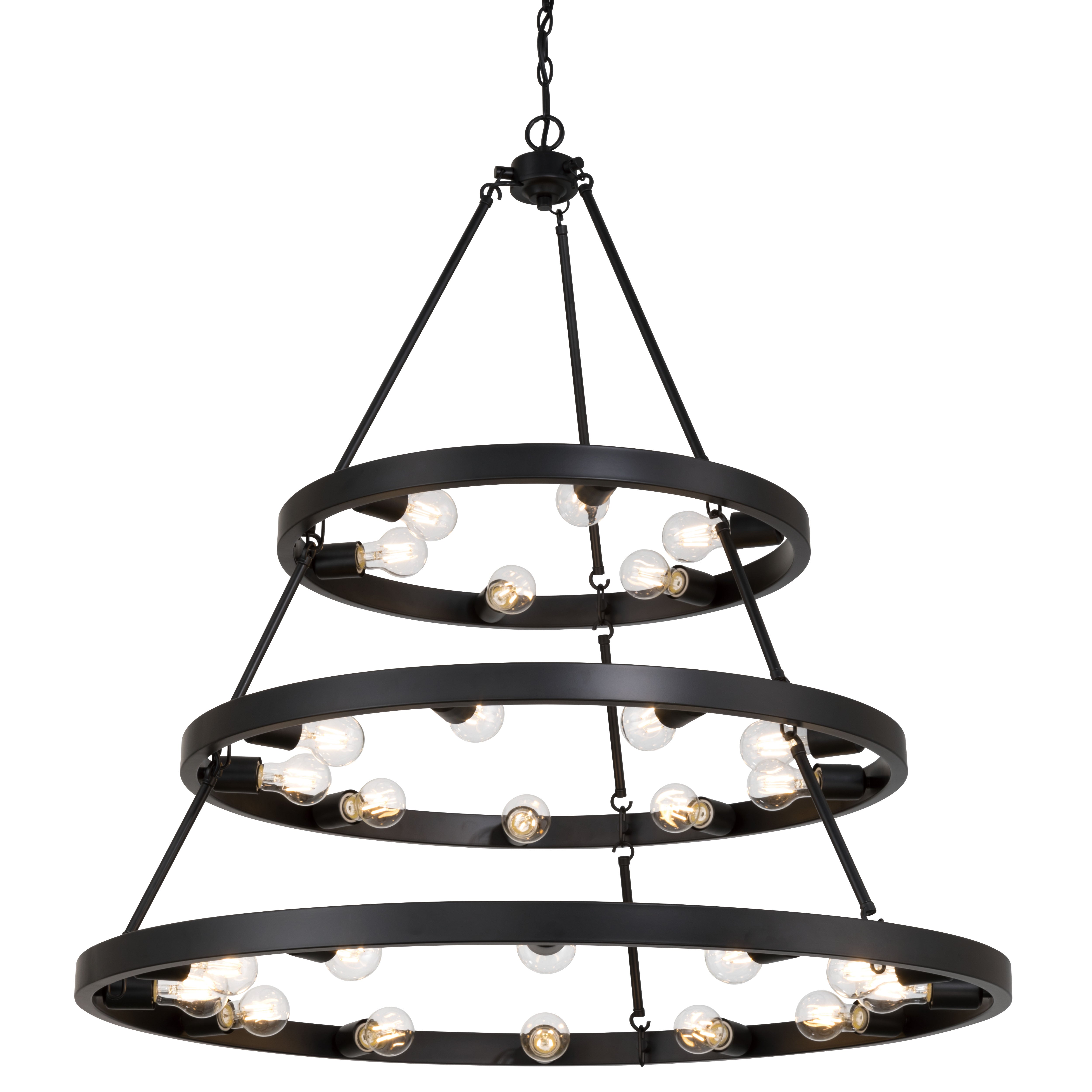 Golden Lighting Castile 27-light 2-tier Chandelier (6+9+12) in Matte Black - - Golden Lighting
