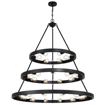 Golden Lighting Castile 27-light 2-tier Chandelier (6+9+12) in Matte Black - - Golden Lighting