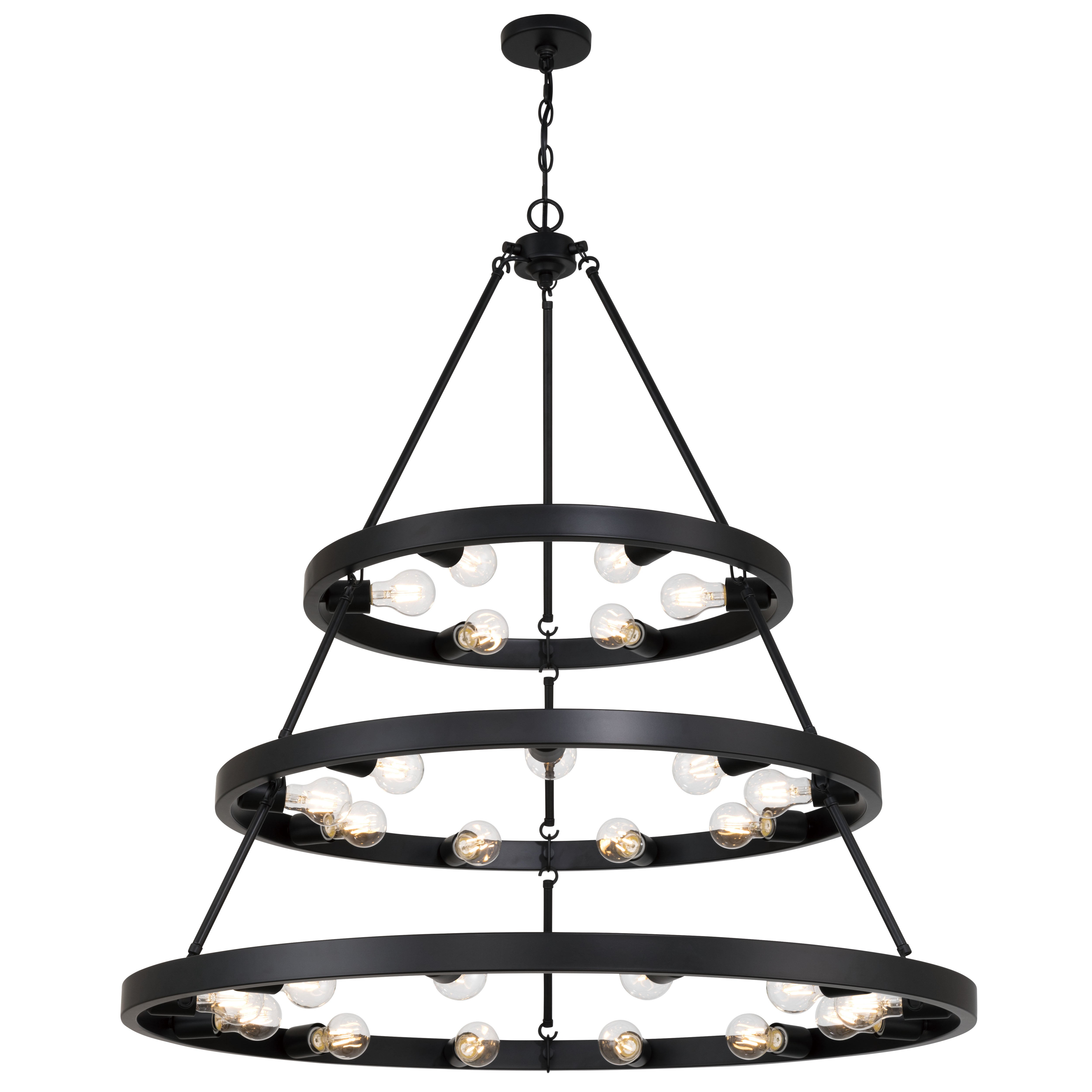 Golden Lighting Castile 27-light 2-tier Chandelier (6+9+12) in Matte Black - - Golden Lighting