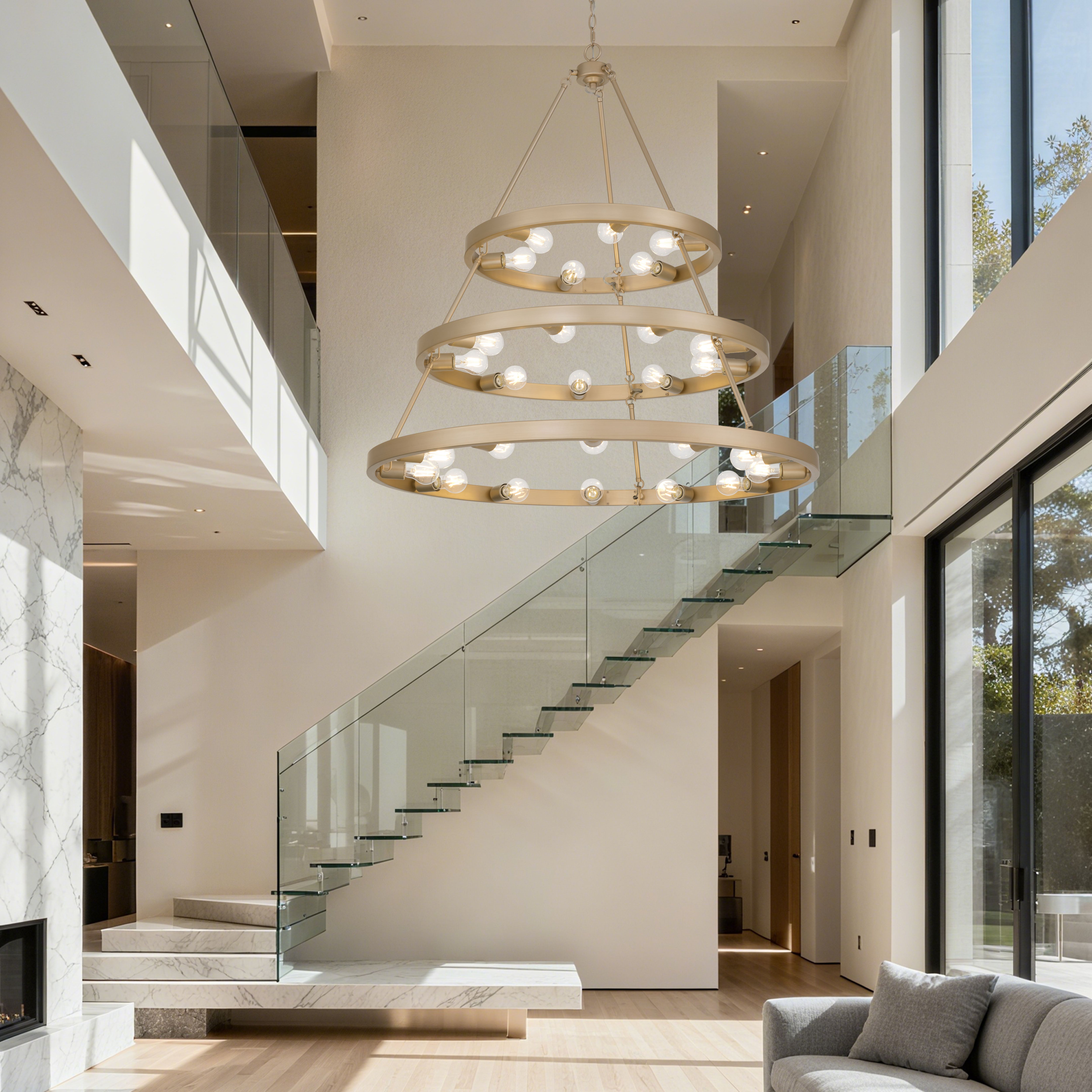 Golden Lighting Castile 27-light 2-tier Chandelier (6+9+12) in French Gold - - Golden Lighting