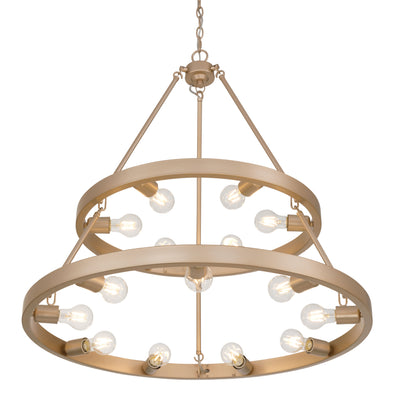 Golden Lighting Castile 15-light 2-tier Chandelier (6+9) in French Gold - - Golden Lighting