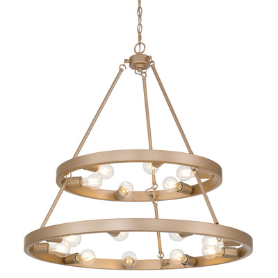 Golden Lighting Castile 15-light 2-tier Chandelier (6+9) in French Gold - - Golden Lighting
