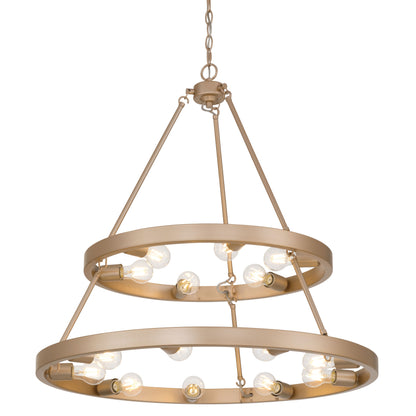 Golden Lighting Castile 15-light 2-tier Chandelier (6+9) in French Gold - - Golden Lighting