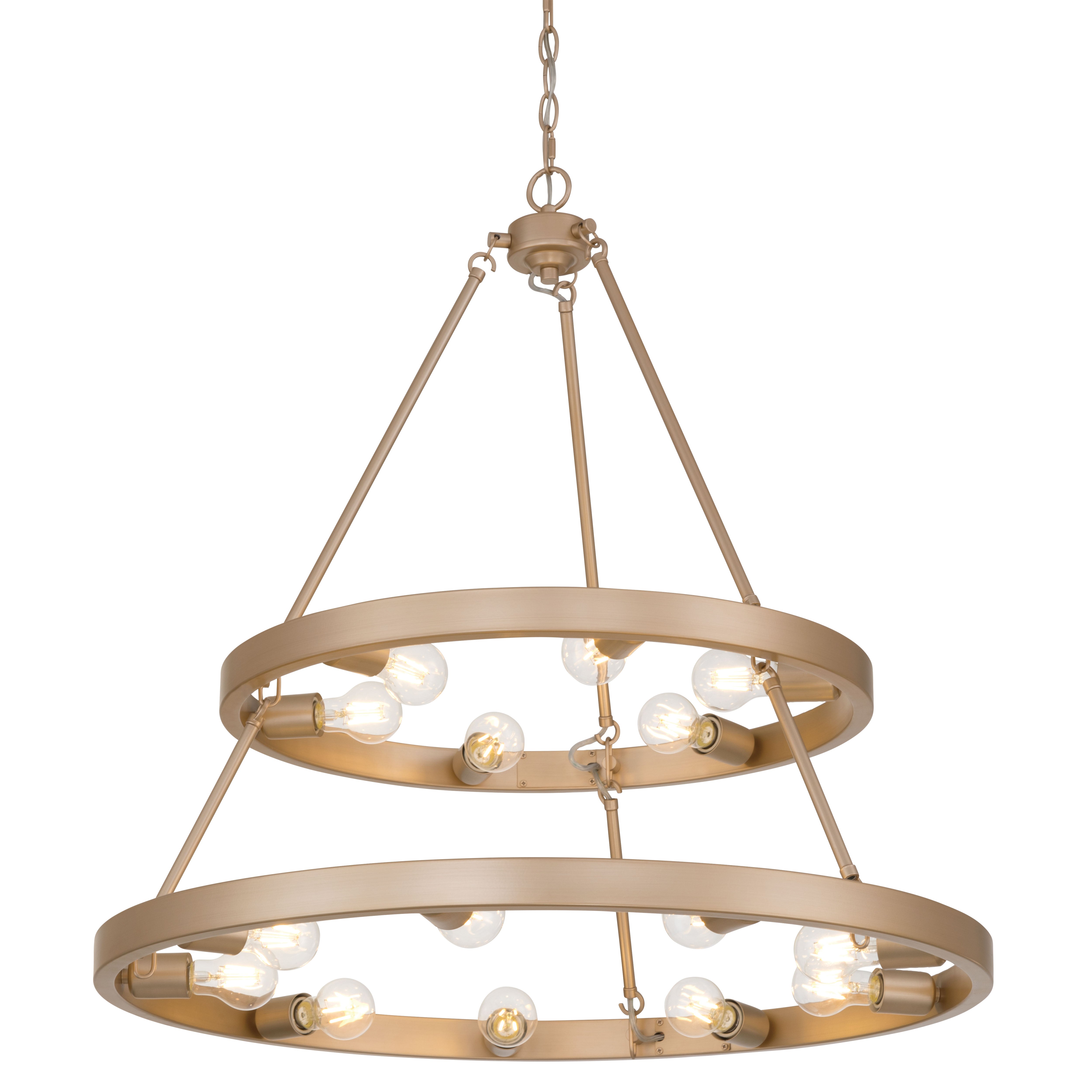 Golden Lighting Castile 15-light 2-tier Chandelier (6+9) in French Gold - - Golden Lighting