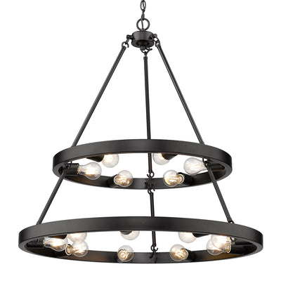 Golden Lighting Castile 15-light 2-tier Chandelier (6+9) in Matte Black - - Golden Lighting