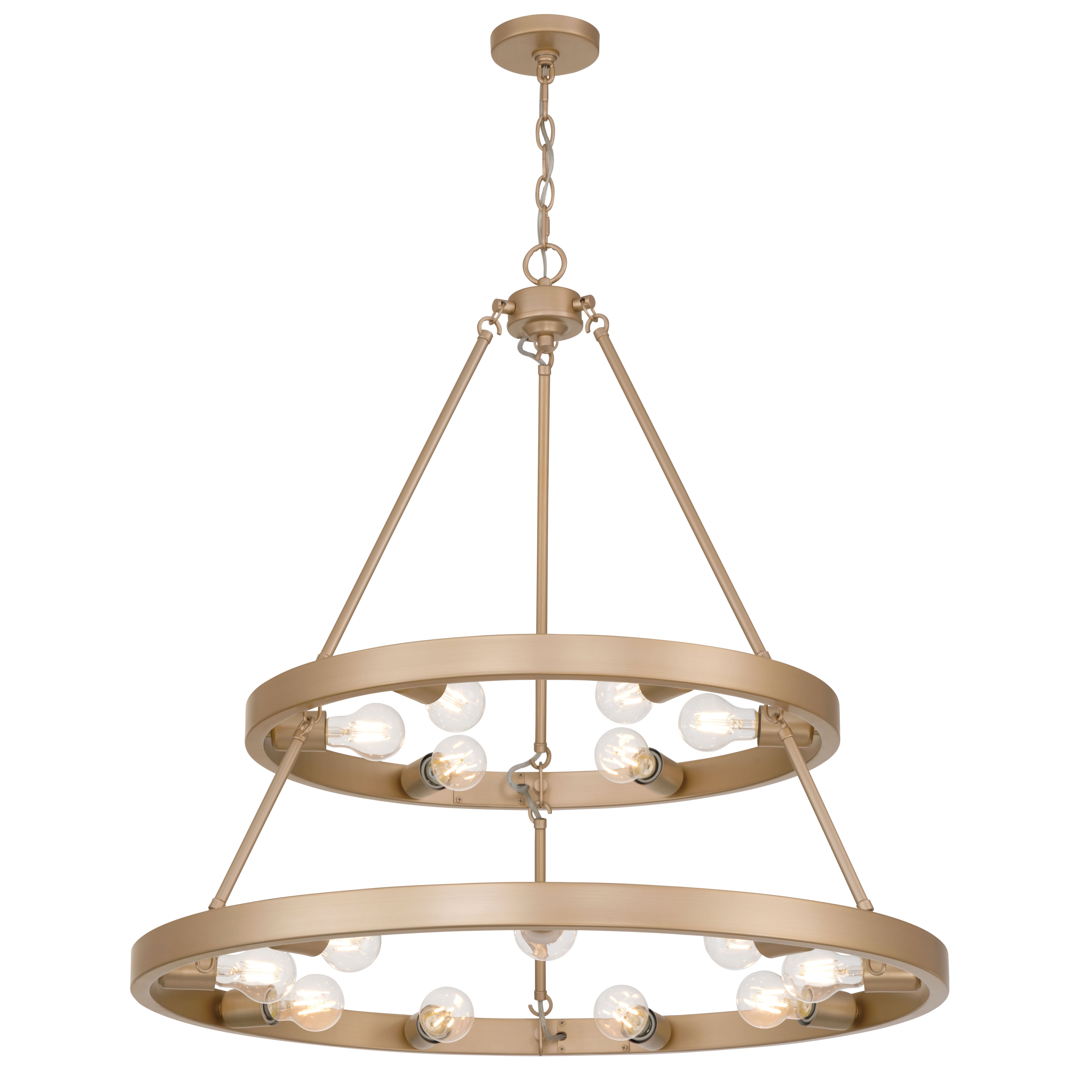 Golden Lighting Castile 15-light 2-tier Chandelier (6+9) in French Gold - - Golden Lighting