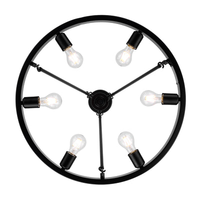 Castile 6-light Chandelier in Matte Black, view from below - Golden Lighting