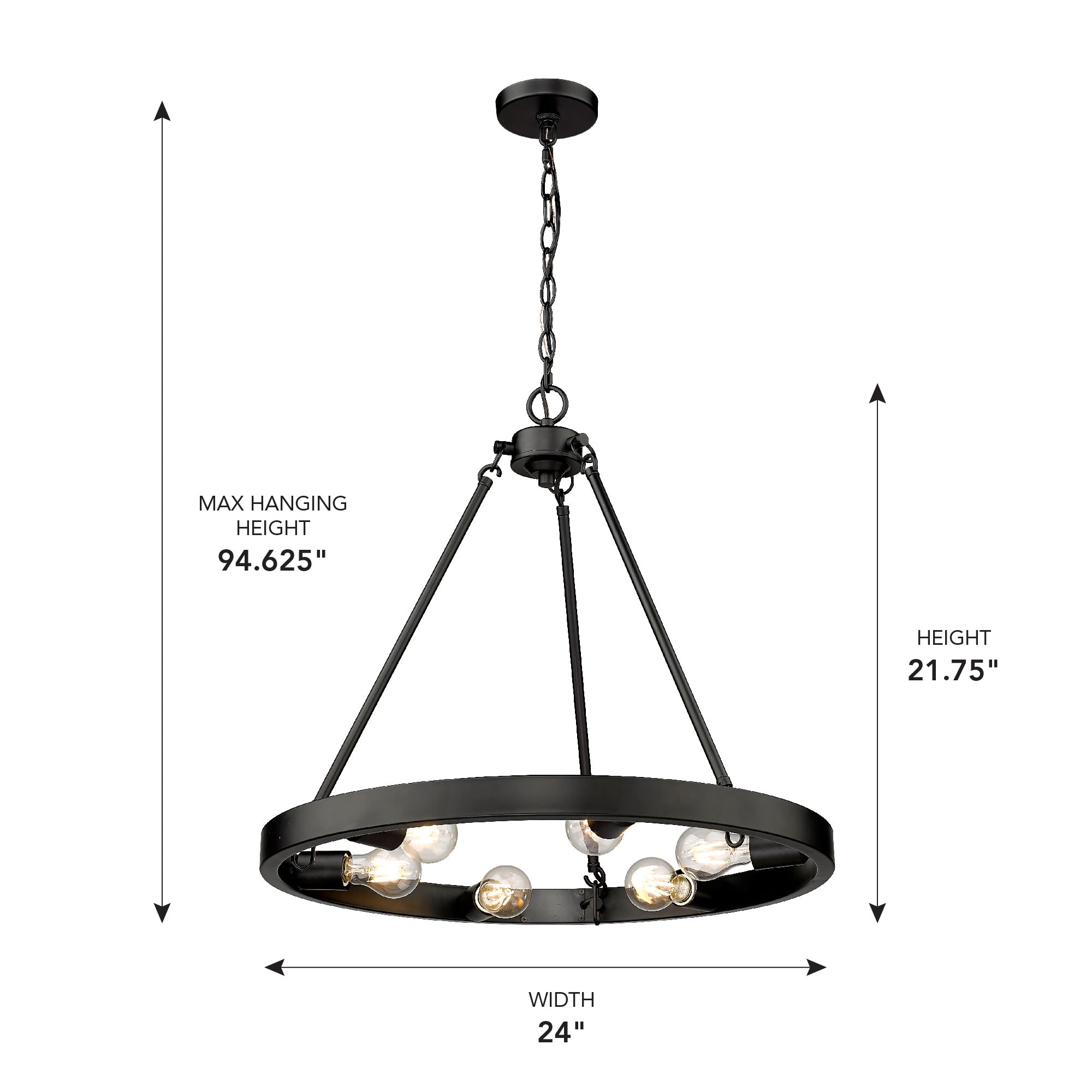 Castile 6-light Chandelier in Matte Black