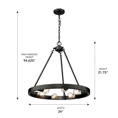 Castile 6-light Chandelier in Matte Black, alternate view - Golden Lighting