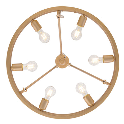 Castile 6-light Chandelier in French Gold, view from below - Golden Lighting