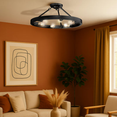 Golden Lighting Castile 6-light Semi-Flush Mount in Matte Black - - Golden Lighting