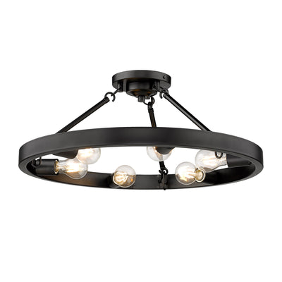 Golden Lighting Castile 6-light Semi-Flush Mount in Matte Black - Default Title - Golden Lighting