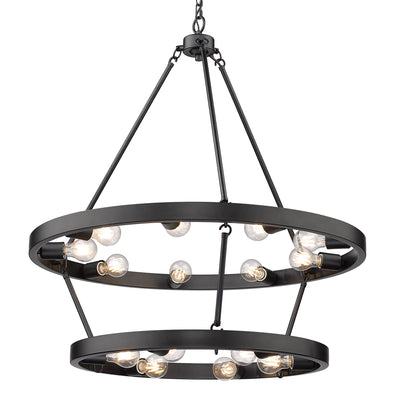 Golden Lighting Castile 15-light 2-tier Chandelier (9+6) in Matte Black - - Golden Lighting