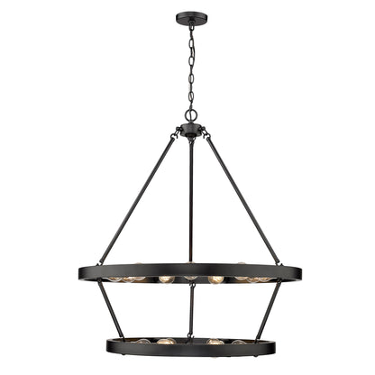 Golden Lighting Castile 15-light 2-tier Chandelier (9+6) in Matte Black - - Golden Lighting