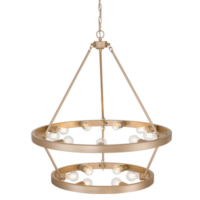 Golden Lighting Castile 15-light 2-tier Chandelier (9+6) in French Gold - - Golden Lighting